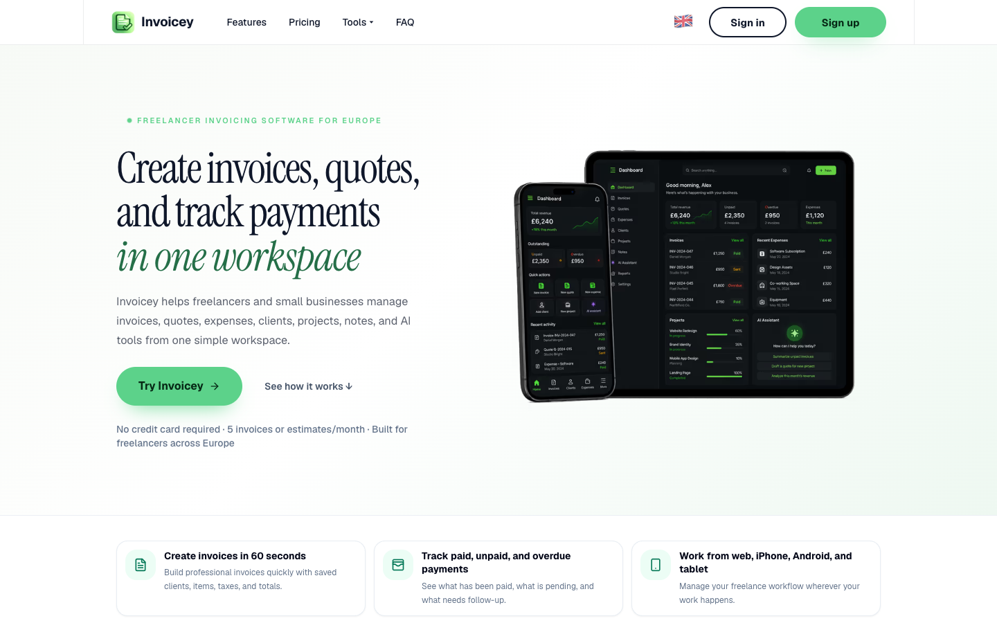 Invoicey website preview