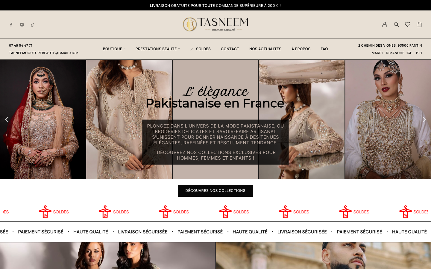 Tasneem Couture clothing and couture website preview